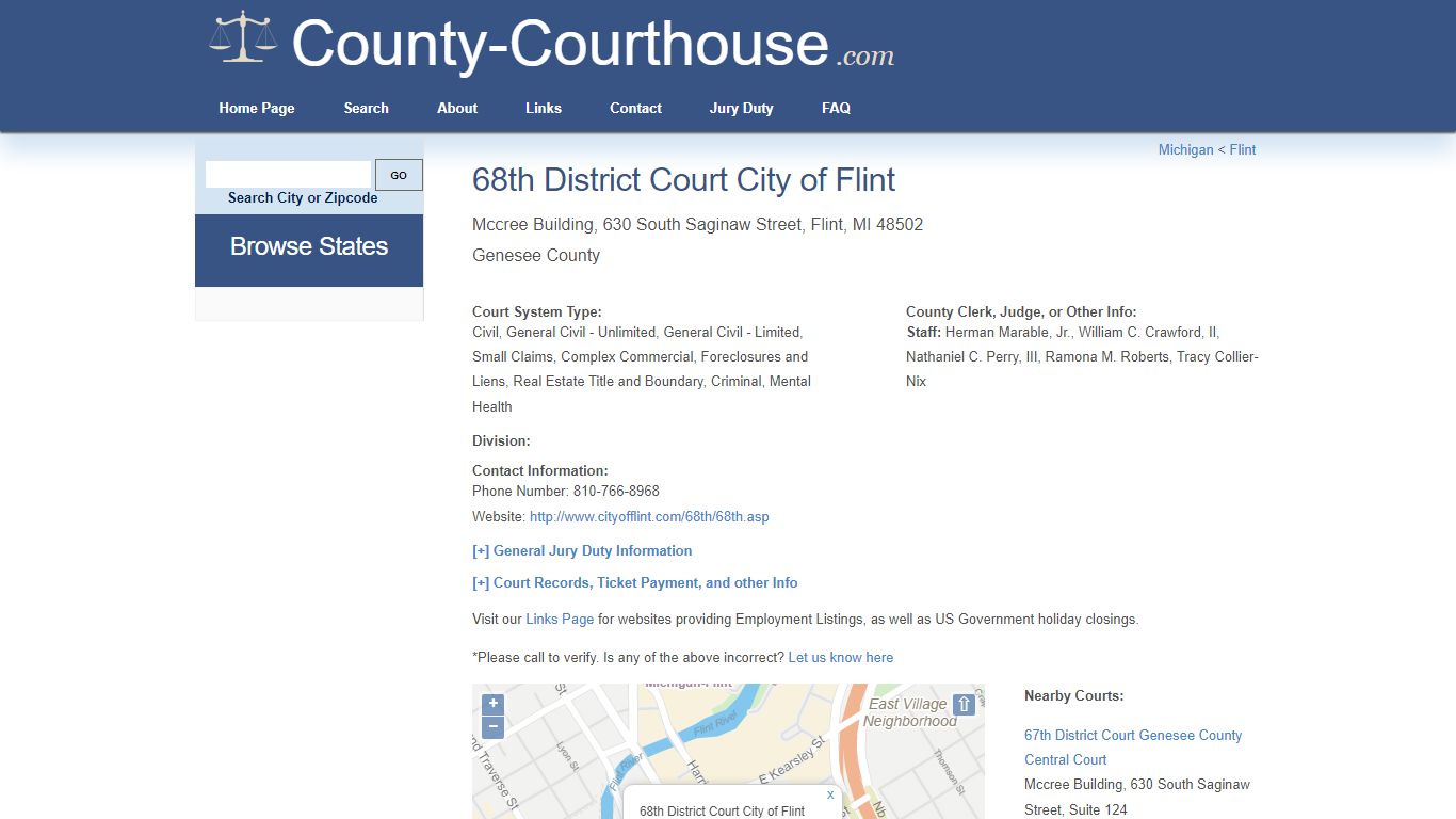 68th District Court City of Flint in Flint, MI - Court ...